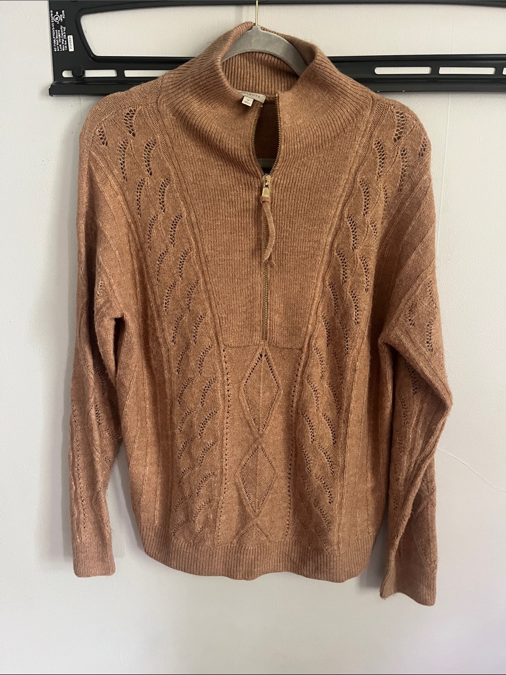 Talbots Tan Half-Zip Turtleneck Sweater